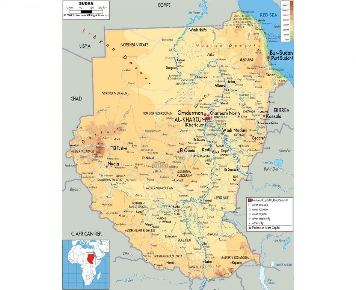 Карта автомобільних доріг Судан 