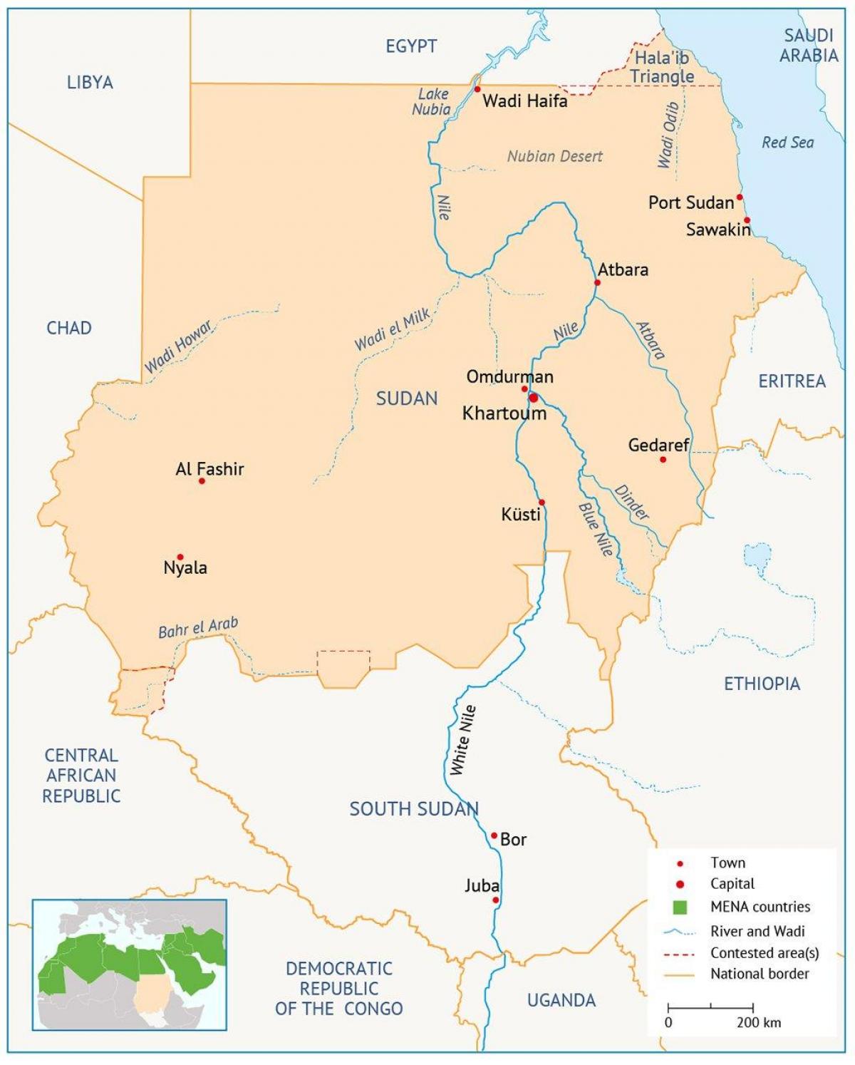 Карта річки Судану 
