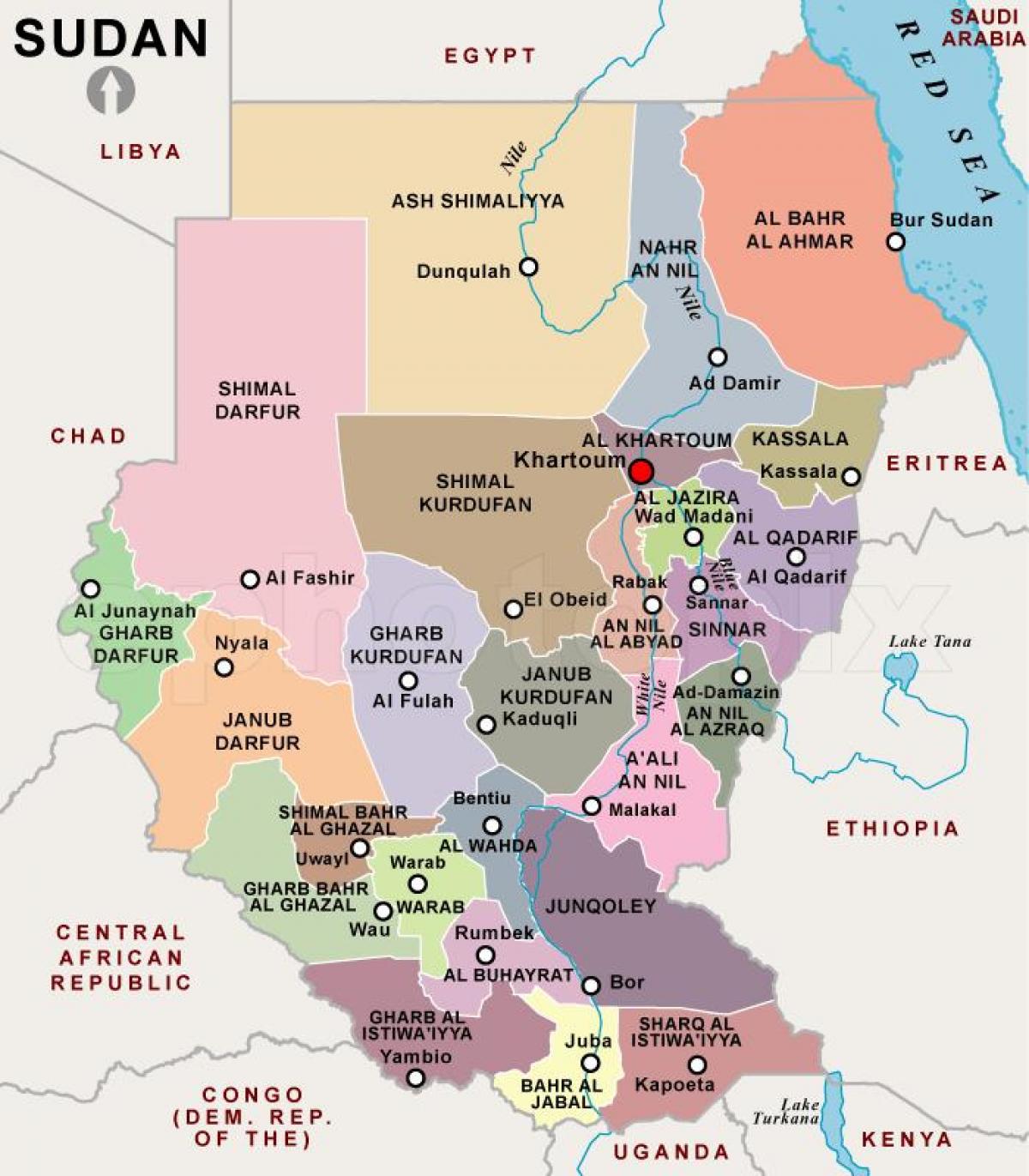 Карта Судану регіонів